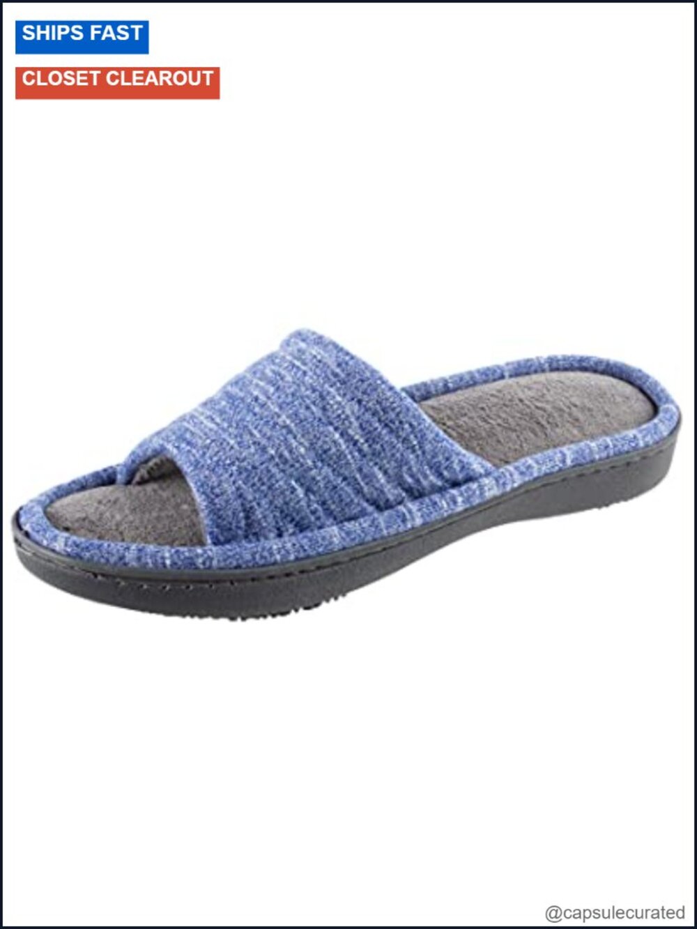 Women's Knit Slide Slippers - Moisture-Wicking Lining, Rubber Sole, Machine